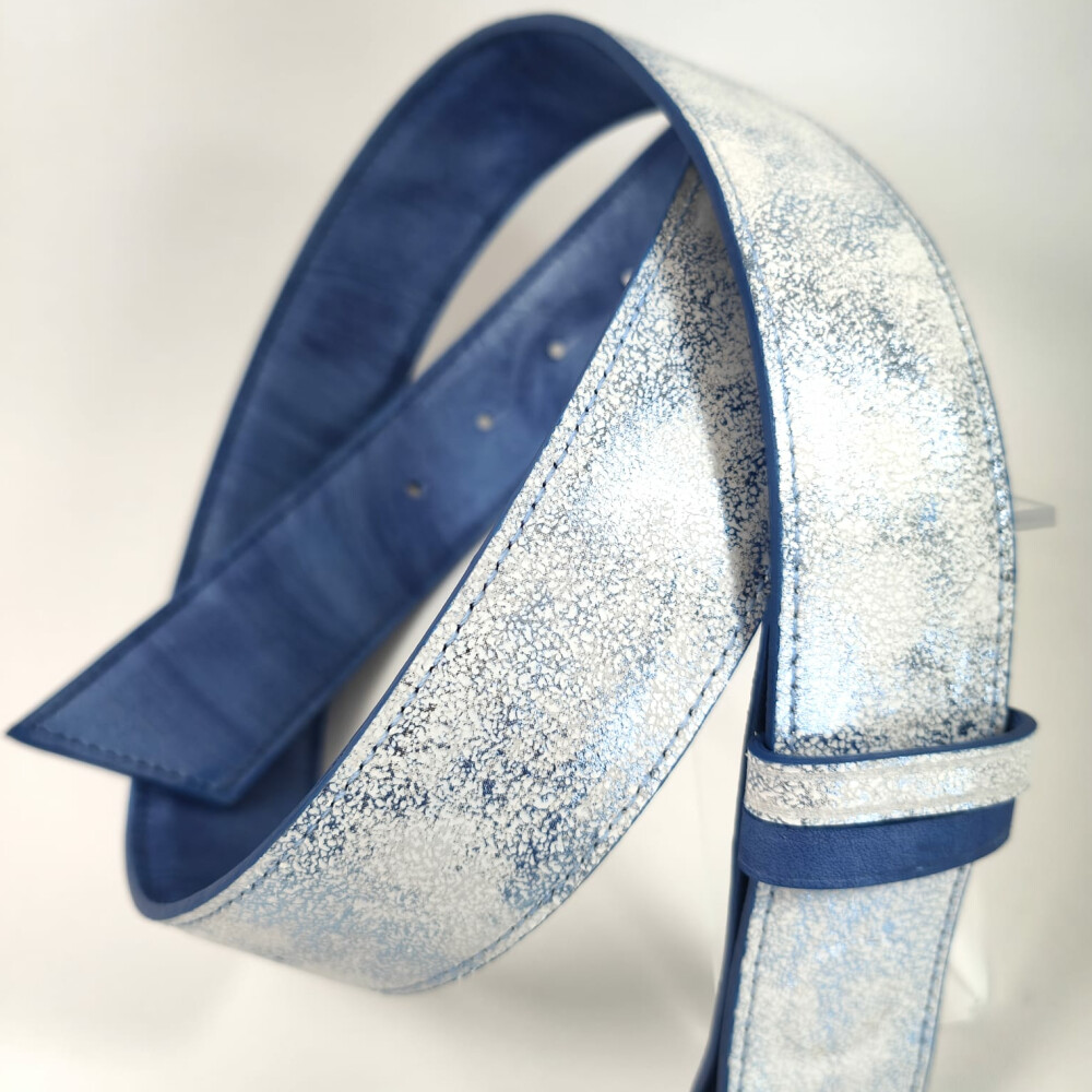Ceinture reversible femme Bleu / Marbré bleu